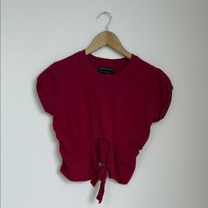 Urban outfitters 100% cotton Puff Sleeve Tie Front Crop Top